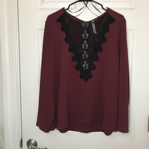 NY Collection Maroon Blouse size Large